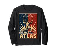 Atlas Cósmico Titán Griego Sosteniendo Estrellas Cielo Manga Larga