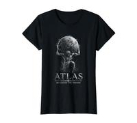 Atlas Él llevó el Cielo Mitología Griega Camiseta gráfica económica, Mujer, Negro, L