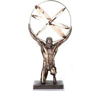 Atlas - Estatua de esfera celestial (resina fundida en frío, acabado de bronce antiguo, 20,5 cm)