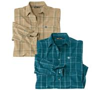 Atlas For Men Camisa de Franela para Hombre Pack de 2 (AF846)