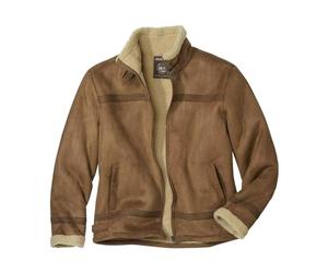 ATLAS FOR MEN - Chaqueta de ante con forro sherpa - Disponible en tallas grandes de M a 5XL, beige, XL
