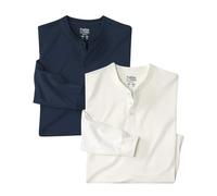 ATLAS FOR MEN - Lote de 2 Camisetas de Manga Larga con Botones - 4XL