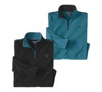 ATLAS FOR MEN - Lote de 2 Jerseys Polar Hombre Invierno - Micropolar Ultraligero Cálido con Cremallera Forro - Mangas Largas - Ideal Ropa Invierno - Disponibles en Tallas Grandes de la M hasta la 5XL