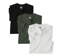 ATLAS FOR MEN - Lote de 3 Camisetas para Hombre - Manga Corta - Cuello tunecino - Disponible en Tallas Grandes de la M a la 5XL