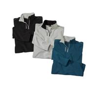 ATLAS FOR MEN - Lote de 3 Jerséis Hombre Polar - Invierno - Cuello Alto Cremallera - Ligero, Cálido y Transpirable - Disponibles en Tallas Grandes de la M hasta 5XL