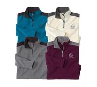 ATLAS FOR MEN - Pack 4 Jerséis Hombre Invierno - Suéter Microfleece - Jersey Forro Polar con Cremallera - Manga Larga - Disponibles en Tallas Grandes de la M hasta 5XL