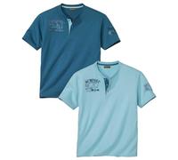 ATLAS FOR MEN - Pack de 2 Camisetas Manga Corta Hombre - T-Shirt Algodón - Ropa Verano Casual - Disponibles en Tallas Grandes de la M hasta 5XL