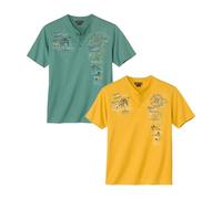 ATLAS FOR MEN - Pack de 2 Camisetas Manga Corta Hombre - T-Shirt Algodón - Ropa Verano Casual - Disponibles en Tallas Grandes de la M hasta 5XL