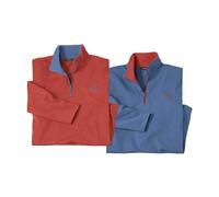 ATLAS FOR MEN - Pack de 2 Jersey Hombre - Cuello Cremallera - Algodón/Poliéster - Jerséis - Suaves y Flexibles con Mangas Largas - Disponible en Tallas Grandes de la M hasta la 5XL