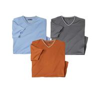 ATLAS FOR MEN - Pack de 3 Camisetas Hombre Manga Corta - T Shirt Básico Verano - Ropa Hombre Casual - Disponibles en Tallas Grandes de la M hasta 5XL