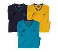 ATLAS FOR MEN - Pack de 3 Camisetas Hombre Manga Corta - T Shirt Básico Verano - Ropa Hombre Casual - Disponibles en Tallas Grandes de la M hasta 5XL