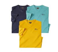 ATLAS FOR MEN - Pack de 3 Camisetas Hombre Manga Corta - T Shirt Básico Verano - Ropa Hombre Casual - Disponibles en Tallas Grandes de la M hasta 5XL