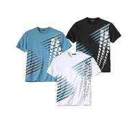 ATLAS FOR MEN - Pack de 3 Camisetas Hombre - T-Shirt de Manga Corta para Verano - Estilo Casual, Confortable y Atemporal - Ropa Básica Esencial - Disponibles en Tallas Grandes de la M hasta 5XL