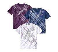 ATLAS FOR MEN - Pack de 3 Camisetas Hombre - T-Shirt de Manga Corta para Verano - Estilo Casual, Confortable y Atemporal - Ropa Básica Esencial - Disponibles en Tallas Grandes de la M hasta 5XL