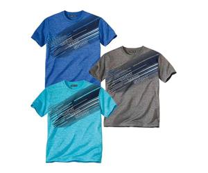 ATLAS FOR MEN - Pack de 3 Camisetas Hombre - T-Shirt de Manga Corta para Verano - Estilo Casual, Confortable y Atemporal - Ropa Básica Esencial - Disponibles en Tallas Grandes de la M hasta 5XL