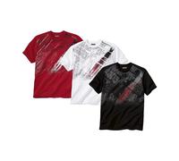 ATLAS FOR MEN - Pack de 3 Camisetas Mangas Cortas Hombre Deporte - Ligeras y Cómodas para Verano - Disponibles en Tallas Grandes de la M hasta 5XL
