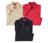 ATLAS FOR MEN - Pack de 3 Polos Hombre Manga Corta - Polos en Punto Jersey Suave - Disponibles en Tallas Grandes de la M hasta 5XL