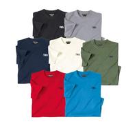 ATLAS FOR MEN - Pack de 7 Camisetas Hombre Algodón Suave - Manga Corta - Cuello Redondo - T Shirt Básico - Ropa Verano - Disponibles en Tallas Grandes de la M hasta 5XL