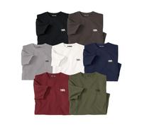 ATLAS FOR MEN - Pack de 7 Camisetas Hombre Algodón Suave - Manga Corta - Cuello Redondo - T Shirt Básico - Ropa Verano - Disponibles en Tallas Grandes de la M hasta 5XL
