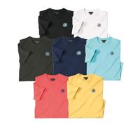ATLAS FOR MEN - Pack de 7 Camisetas Hombre Algodón Suave - Manga Corta - Cuello Redondo - T Shirt Básico - Ropa Verano - Disponibles en Tallas Grandes de la M hasta 5XL