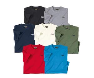 ATLAS FOR MEN - Pack de 7 Camisetas Hombre Algodón Suave - Manga Corta - Cuello Redondo - T Shirt Básico - Ropa Verano - Disponibles en Tallas Grandes de la M hasta 5XL