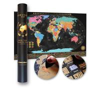 Atlas & Green Mapa del mundo para rascar con todos los Estados Unidos y banderas del mundo. Tamaño grande de 28 x 16.5 pulgadas. Póster de lugares donde he sido, mapa para rascar, póster de viaje