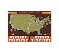 Atlas & Green Mapa para rascar de los estadios de béisbol de Estados Unidos de América. Póster para rascar de estadio de béisbol de Estados Unidos, mapa para rascar A2 con tubo de regalo