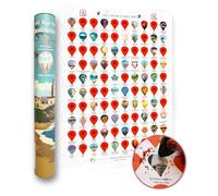 Atlas & Green Póster para rascar de los 100 mejores destinos. Póster A2 World Travel Poster. Around the World Bucket List - Póster para rascar con tubo de regalo