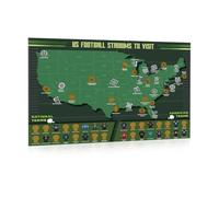 Atlas & Green Póster para rascar de los estadios de fútbol americano de Estados Unidos de América. Póster deportivo A2 con tubo de regalo
