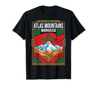 Atlas Montañas Marruecos Bandera Retro Montaña Viaje Gráfico Camiseta