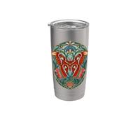 Atlas Moth Vintage Art Nouveau Botánico Vaso térmico de acero inoxidable de doble pared
