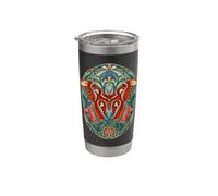 Atlas Moth Vintage Art Nouveau Botánico Vaso térmico de acero inoxidable de doble pared