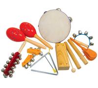 Atlas Niños Percusión Paquete, 10 Artículos + Bolsa Coctelera, Palos, Bells De