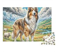 Atlas Pastor 1000 Piezas Rompecabezas Divertidos DecoracióN Familiar Collie en el Campo Jigsaw Desafíos Difíciles para Familiares Y Amigos 70x50cm/1000pcs
