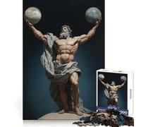 Atlas sosteniendo Dos Planetas Rompecabezas para Adultos 1000 Rompecabezas Pensamiento crítico Calma Ocio Uniforme Bordes Sorpresa Festiva (50x75cm)