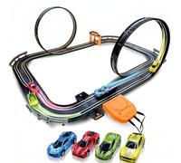 Atlasonix Juegos de pistas de carreras de coches de ranura, pista de carreras y accesorios, pista de vehículos de carreras eléctrica, pista de carreras eléctrica dual para niñas y niños a partir de 5