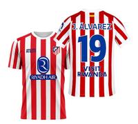 Atletico de Madrid - Camiseta J. Álvarez 25-26 | Dorsal 19 Estilo Jugador | Rayas Rojas clásicas | Tejido técnico Transpirable (FR/ES, Letras, XL, Regular, Regular)