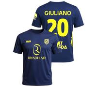Atletico de Madrid - Camiseta Segunda Equipación 2025-2026 | Réplica Oficial Giuliano 20 | Azul Marino y Amarillo | Corte Clásico | Tejido Transpirable (FR/ES, Letras, M, Regular, Regular)