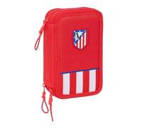 ATLÉTICO DE MADRID - Estuche Escolar con 36 Útiles Incluidos, Estuche Infantil, Estuche Niño, Ideal para Niños de 5 a 14 Años, Cómodo y Versátil, Calidad y Resistencia, 12.5x5.5x19.5 cm, Color Rojo