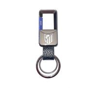 Atletico de Madrid Llavero Mosquetón escudo en Piel Color Negro y Acero, Dispone de Dos argollas o Arandelas. 9 x 3 cm. Se Presenta en Caja Negra con el Escudo del Club. Producto Oficial