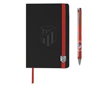 Atlético de Madrid- Pack de regalo, Agenda, Bolígrafo, Set de agenda y bolígrafo, Escritura, Fútbol, Color Negro, Producto Oficial (CyP Brands)