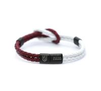 Atletico de Madrid Pulsera de Piel Trenzada Roja y Blanca con Nudo Marinero, Cierre Magnético de Acero Lacado, Producto Oficial
