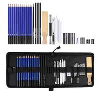 Atliberswo Kit de dibujo y bocetos de 33 piezas con lápices de dibujo, lápices de grafito, lápices de carbón, práctica bolsa con cremallera para artistas, principiantes, adultos y niños.