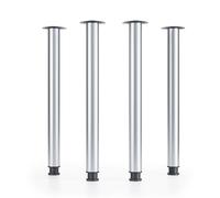 ATM® Juego de 4 patas de mesa plateadas | Altura 710 mm | Altura regulable | Diámetro 60 mm | Patas de escritorio | Patas de muebles | Soporta hasta 75 kg por pie