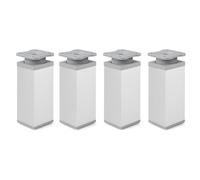 ATM® - Juego de 4 patas para muebles, patas ajustables para muebles, color plateado, altura: 100 mm, altura ajustable, para armario, cómoda, sofá, cama, patas cuadradas para muebles, metal y plástico,