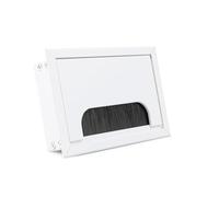 ATM® Pasacables de escritorio | Acero inoxidable con cepillo y tapa integrados | Organizador de gestión de cables para el hogar y la oficina | Rectangular (blanco, 80 x 120 mm)
