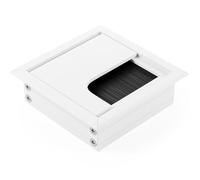 ATM® Pasacables de escritorio | Caja de cables de aluminio con cepillo integrado y tapa | Para orden y visión general en el lugar de trabajo | Rectangular Blanco 80 x 80 mm