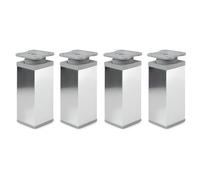 ATM Patas ajustables para muebles, juego de 4, altura ajustable, aluminio y plástico, perfil cuadrado: 40 x 40 mm, color: cromo, altura 150 mm (+20 mm), tornillos para madera de alta calidad incluidos