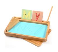 AtMini Montessori Mesa de arena de entrenamiento de escritura y signos juguetes de madera educativos para el desarrollo motor temprano en niños (azul)