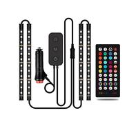 Atmósfera de coche LED Barra luz Bluetooth USB Vistoso Rgb Luz con música, Flexible(Cigarette lighter,18 lights/length 32cm)
